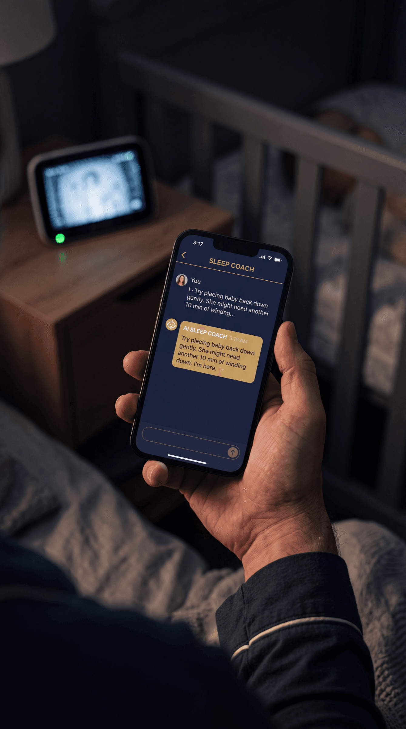 Slept app in hand at night
